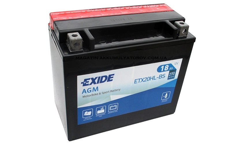 Акумулятор EXIDE AGM ETX20HL-BS